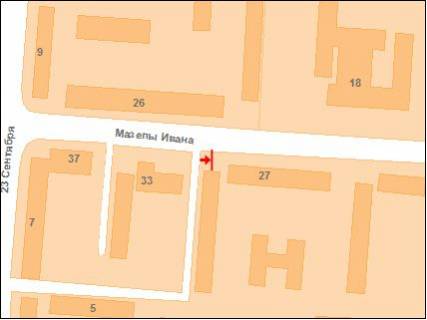 Billboard A in Poltava st.Kalinina, 29 (ost. 23 Sentabra) scheme