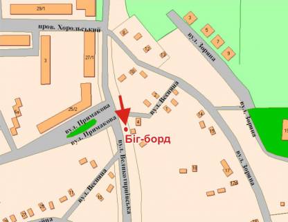 Billboard B in Poltava, 3х6  V.Tirnivs'ka st.(zup. "Biblioteka") scheme