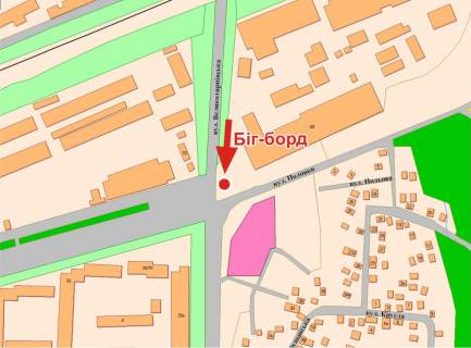 Billboard A in Poltava, 3х6  V.Tinivs'ka st. ta Polovka st. (na perehr.) scheme