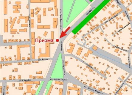 Prismatron, Prism A in Poltava, 3х6  Evropejs'ka st. (Frunze) ta Raisi Kiricenko st. (Rozi Luksemburg)perehr. - 398749 scheme