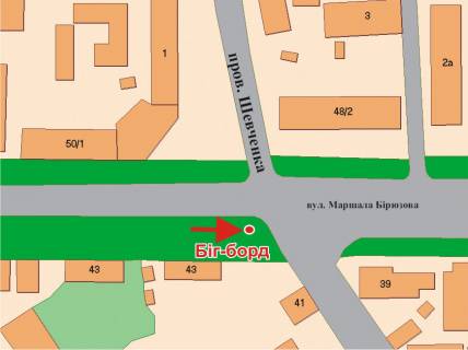 Billboard A in Poltava, 3х6  M.Biruzova st., 43 scheme