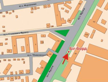 Billboard A in Poltava, 3х6  Evropejs'ka st. (Frunze), 155 ("Elektromotor) scheme