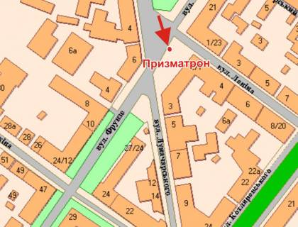 Prismatron, Prism A in Poltava, 3х6  Evropejs'ka st. (Frunze) ta 1100-litta Poltavi st., ("Botanik")  na perehr. - 398762 scheme