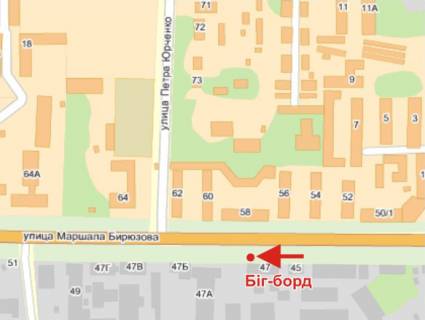 Billboard B in Poltava, 3х6  Marsala Biruzova, st. 47 (ULIS) scheme