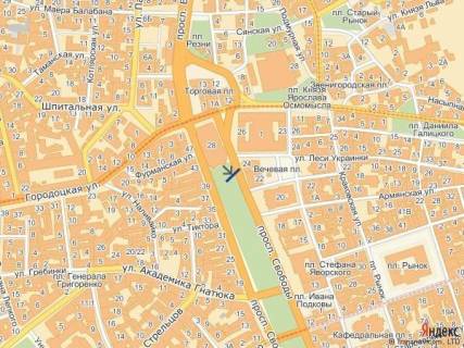Cityscroll A in Lviv, 1,2х1,8  av.Svobodi 28, (Opernij teatr) pravoruc vid vhodu scheme