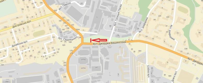 Billboard A in Lviv, 3х2,6  st.Dz.Vasingtona-Zelena 147, TC Arsen scheme