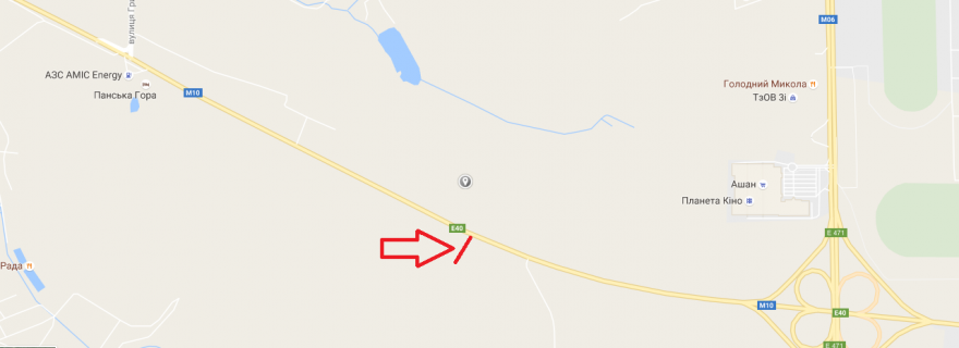 Billboard A in Lviv route, 3х12  M-10, Zahidnij obhid m. L'vova, km 14+100,  King Cross Leopolis, Epicentr, Arena L'viv pravoruc scheme