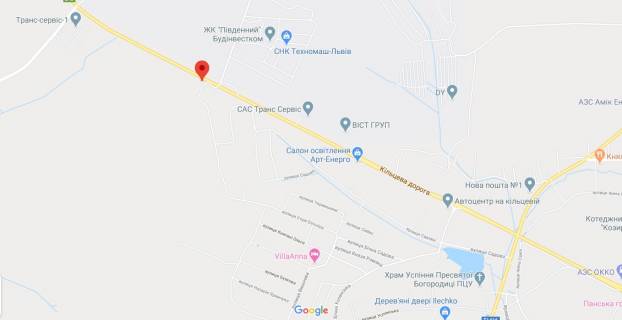 Billboard B in Sokilniki, 3х12  M-10, Zahidnij obhid m.L'vova, km 9+500 (gotel' Galicia, AZS BRSM) scheme