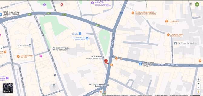 Citylight B in Lviv, 1,2х1,8  Площа Соборна (Зупинка «Площа Соборна») scheme