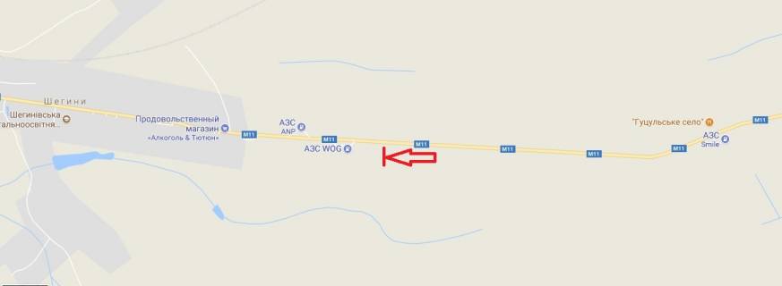 Billboard B in Shegini, 3х6  M 11 L'viv-Segini, km 76+900, livoruc scheme