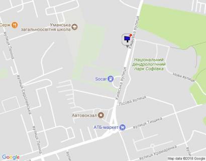 Billboard A in Uman, 6х3  st.Kiivs'ka, 25g, pocatok parkovki, navproti gotela Sofiivskij, za povorotom na st.Nova, storona A scheme