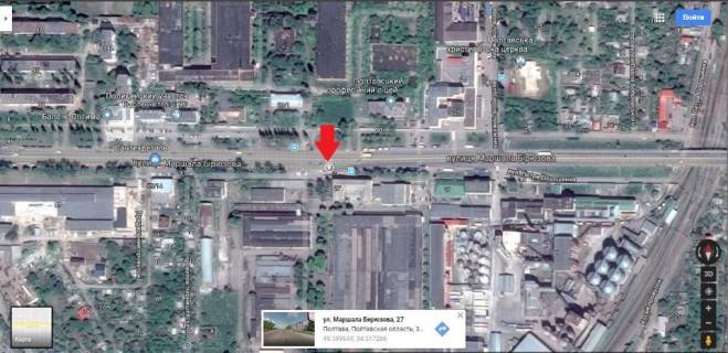 Billboard B in Poltava, 3*6  m. Poltava.vul Marsala Biruzova 27.viizd z Poltavi na Sumi,z`ednue centr s mikrorajonami Brailki,Polovki scheme