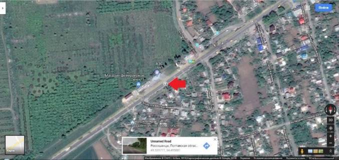 Billboard B in Poltava, 3*6  m.Poltava.mikrorajon Rozsosenci, viizd z Poltavi na m.Kremencuk scheme