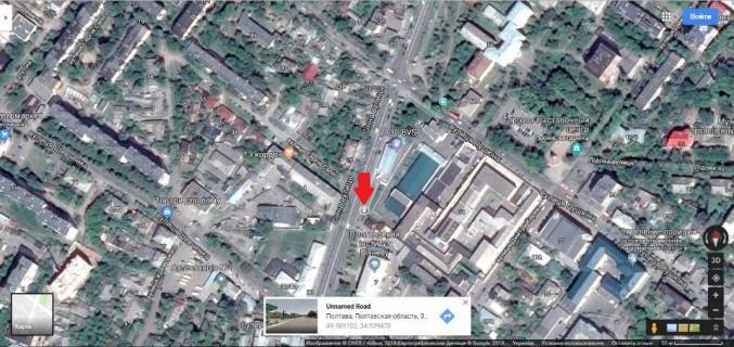 Billboard A in Poltava, 3*6  m.Poltava perehresta  vulici Sinnoi  ta st. Sapigo,doroga do central'nogo rinku,naproti Oblasnij voenkomat scheme