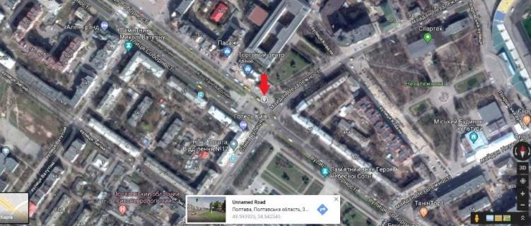 Prismatron, Prism A in Poltava, 3*6  m.Poltava st. Sobornosti,50 bila kooperativnogo institutu , sportivnogo kompleksu "Spartak ", stadion "Vorskla",gotel' Kiiv. - 325885 scheme