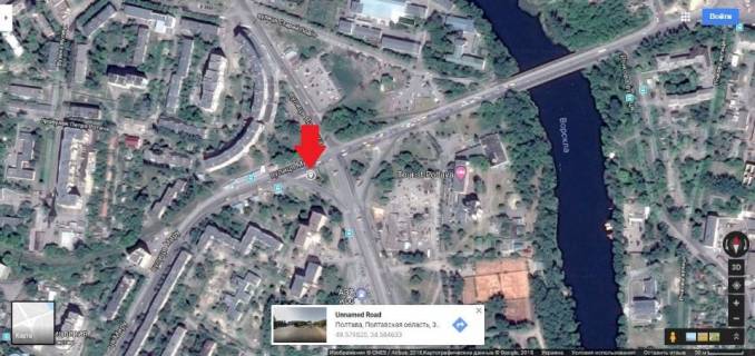 Billboard B in Poltava, 3*6  m.Poltava perehresta st.Miru ta prospekta Miru,doroga do  Z/D vokzal,.ob`izdna doroga z Harkova na Sumi cerez Poltavu, scheme