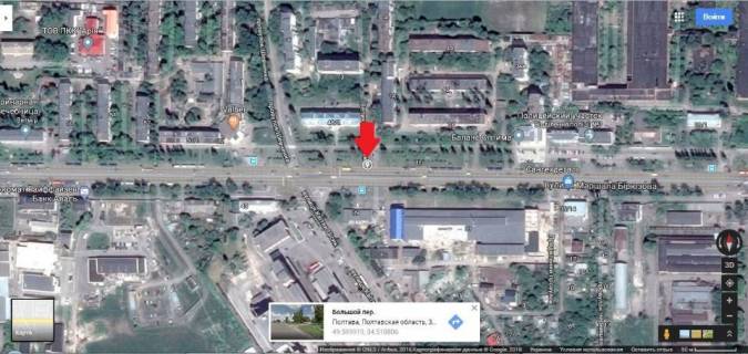 Billboard A in Poltava, 3*6  m.Poltava st.M.Biruzova,48 Naproti ATB , Marketopt. scheme