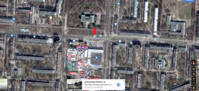 Billboard B in Poltava, 3*6  m.Poltava st.,Ivana Mazepi, 30 zupinka23 sentabra,naproti universam Poltava,rinok Almaznij,storona B scheme