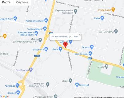 Billboard A in Pryluky, 6x3  Priluki, st. Vokzal'naa / st. 1 Maa scheme