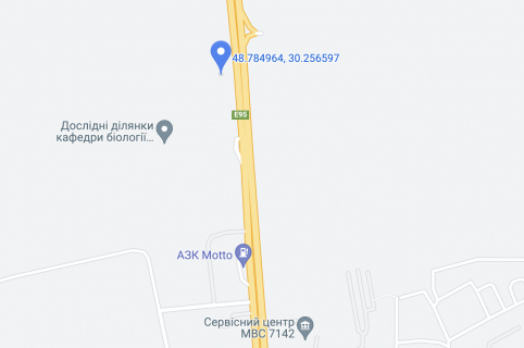 Billboard B in Uman Odesskaa trassa, 202+000 pravo, vyezd iz g. Uman' po napravleniu Kiev (Zaskov) scheme