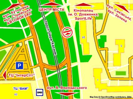 Scrolller, Scroll A in Lviv av. Cerv. Kalini (bila bud. 85"A", bila perehodu ), misce 8, rozmir 2,3 h 3,2 m, skroll - 193175 scheme