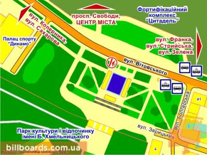 Citylight B in Lviv st. Vitovs'kogo (vhid v park, zupinka), misce 2 scheme