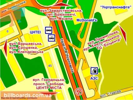 Citylight Р/П in Lviv av. Cornovola, 45 (na r/s, do centru), misce 6 scheme