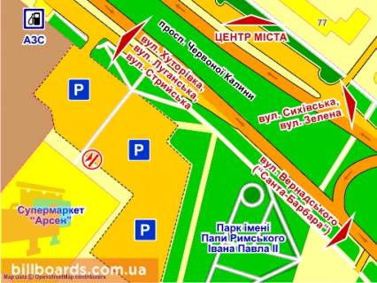Citylight B in Lviv av. Cerv. Kalini, 60 (supermarket "Arsen"), misce 1 scheme