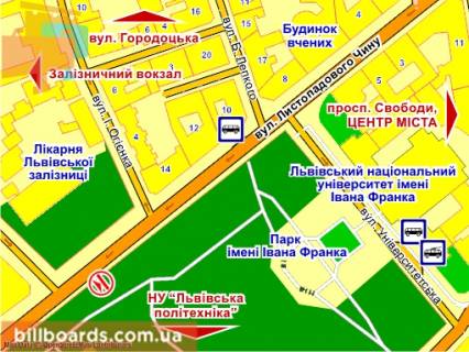 Citylight A in Lviv st. Listopadovogo Cinu (bila parku im. Ivana Franka), misce 4 scheme