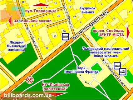 Citylight B in Lviv st. Listopadovogo Cinu (bila parku im. Ivana Franka), misce 4 scheme