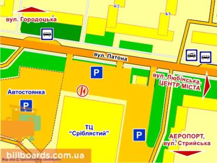 Citylight B in Lviv st. Patona (supermarket "Arsen"), misce 2 scheme