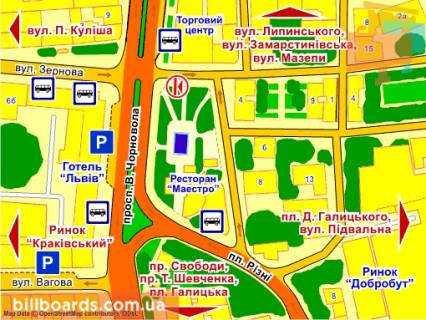 Citylight B in Lviv av. Cornovola - st. Kn. M. Udatnogo scheme