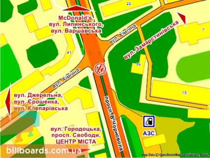 Cityscroll Р/П in Lviv per. av. Cornovola - st. Himicnoi (na r/s, z centru), paket skroll 5 scheme