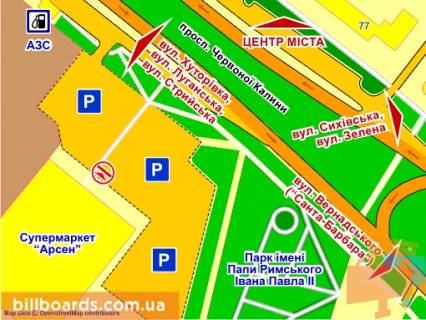 Citylight A in Lviv av. Cerv. Kalini, 60 (supermarket "Arsen"), misce 2 scheme