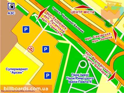 Citylight B in Lviv av. Cerv. Kalini, 60 (supermarket "Arsen"), misce 2 scheme