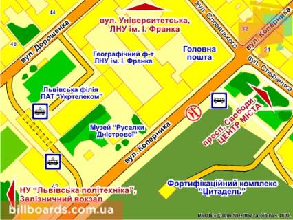 Citylight A in Lviv st. Kopernika (zupinka), misce 1 scheme