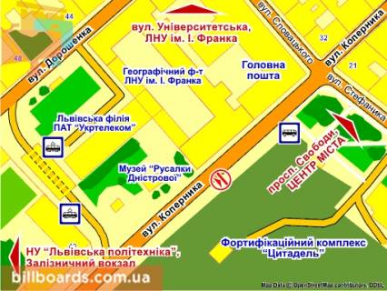 Citylight A in Lviv st. Kopernika (navproti Golovnoi Posti), misce 2 scheme