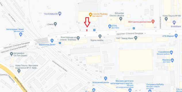 Billboard B in Kyiv, 6,20х3,15  av. Stepana Banderi, 11A scheme