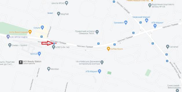 Prismatron, Prism A in Kyiv, 6 х 3  Pravdy prosp., 35 za ostanovkoj v storonu Oboloni (svetofor) - 322588 scheme