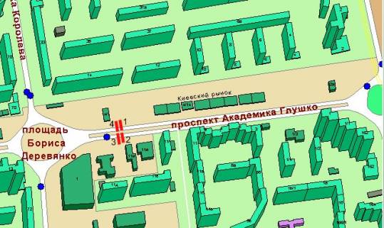 Billboard B in Odessa, 3х6  prosp. Knyazya Yaroslava Mudroho - Zolotoj duk (prizma levaa) scheme