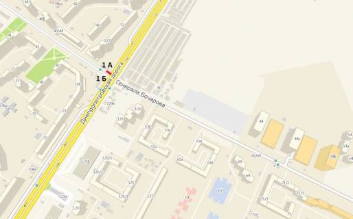 Billboard B in Odessa, 3х6  st. Semena Palia, 120 - st. Generala Bocarova scheme