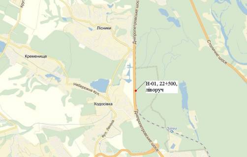 Billboard B in Khodosivka, 3х6  N-01 Novoobuhovskaa trassa 22 km 500 m scheme