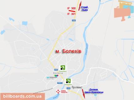 Billboard B in Bolekhiv, 3x6  Bolehiv viizd z mista (B) scheme