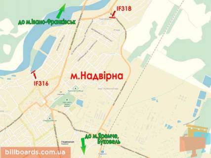 Billboard A in Nadvirna, 3x6  Nadvirna  kil'ce  (na Aremce)  st.A  (do Bukovela) scheme