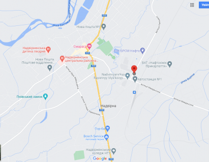 Billboard A in Nadvirna, 3х6  st. Ramisvili, 9, Nadvirna, Ivano-Frankivs'ka oblast' scheme