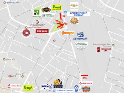 Prismatron, Prism A in Ivano-Frankivsk, 3х6  Vovcinec'ka, Privokzal'na, Zaliznicna - 435216 scheme