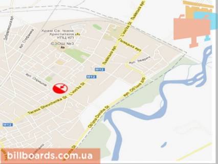 Billboard A in Stry, 3x6  st.Sevcenka, 145 (bila magazinu VINKOM) scheme