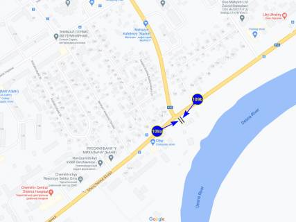 Billboard A in Chernihiv, 6х3  st. Sevcenko h st. Kol'cevaa (storona A) scheme