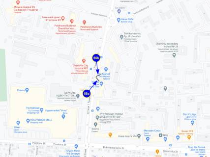 Billboard A in Chernihiv 1 Maa 165, 2-a gorbol'nica, market EKO (storona A) scheme