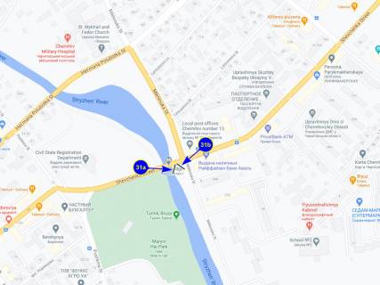 Billboard A in Chernihiv st. Sevcenko, 37 (krasnyj most) (storona A) scheme